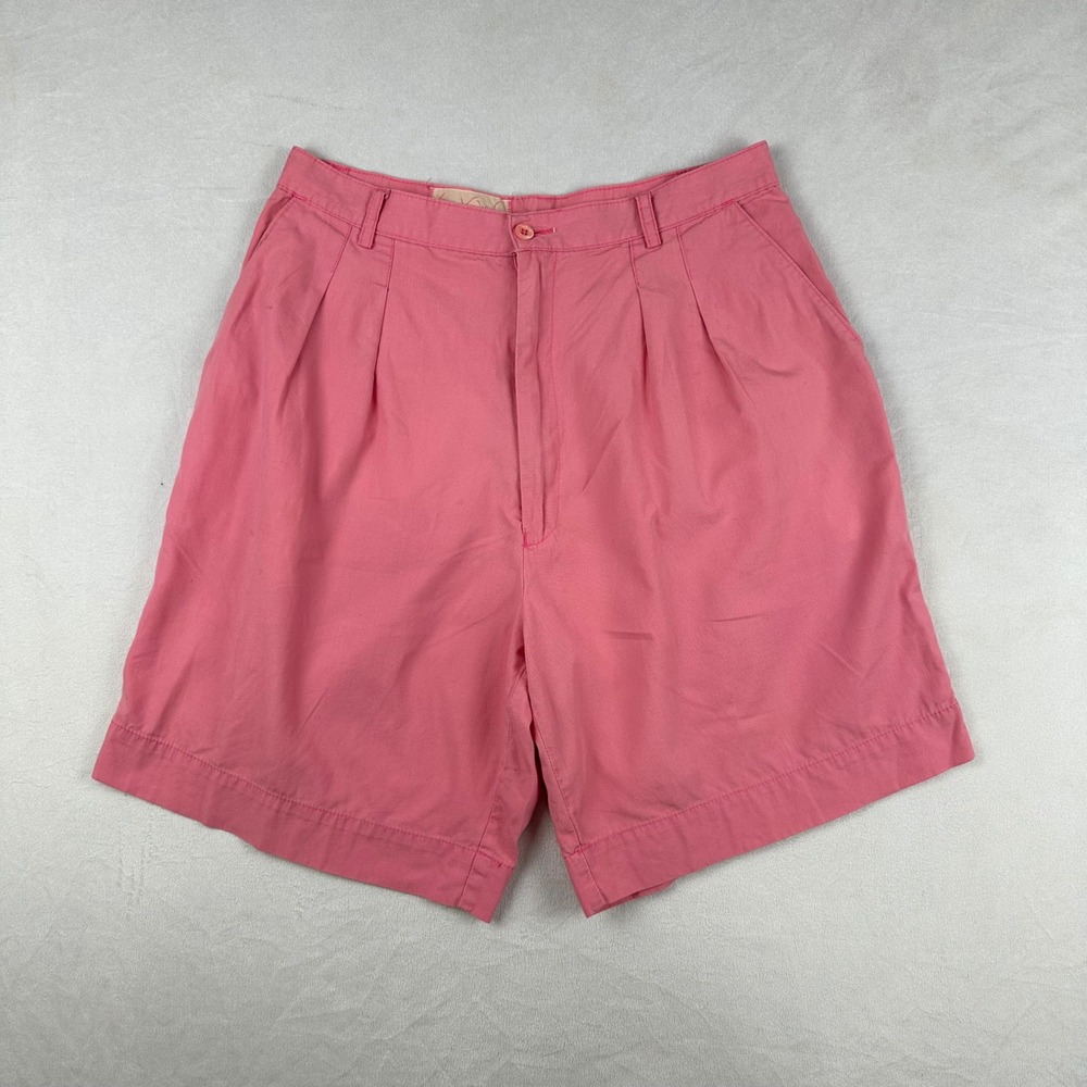 Vintage 80s Gloria Vanderbilt Murjani Pink Pleated High Waisted Shorts Size 12